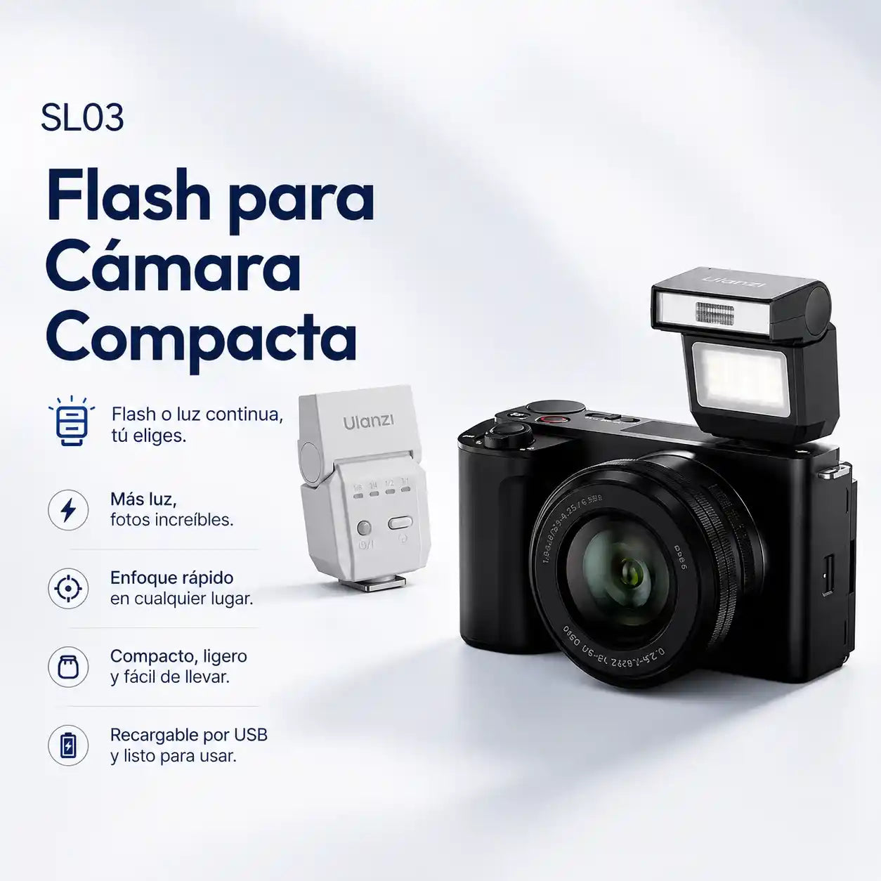 FotoLux® Mini flash para cámara / luz de relleno LED