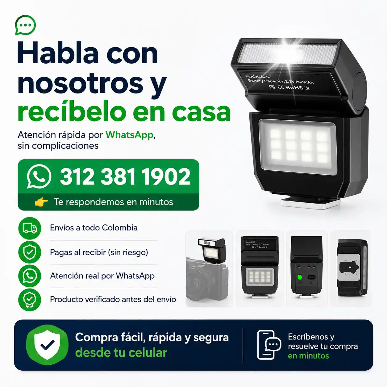 FotoLux® Mini flash para cámara / luz de relleno LED