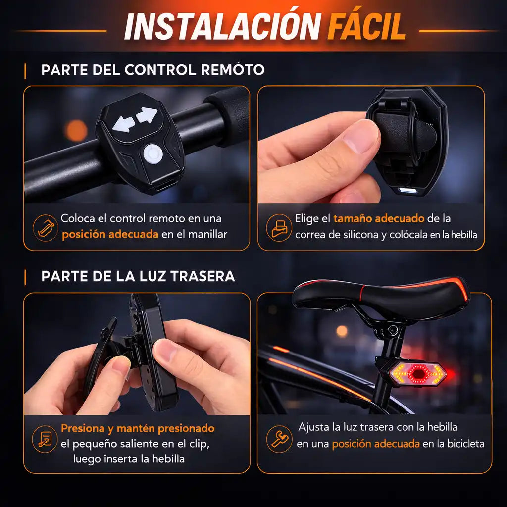 Turnix® Aumenta tu seguridad en bici hasta 10X Luces Led Direccionales para Bicicleta