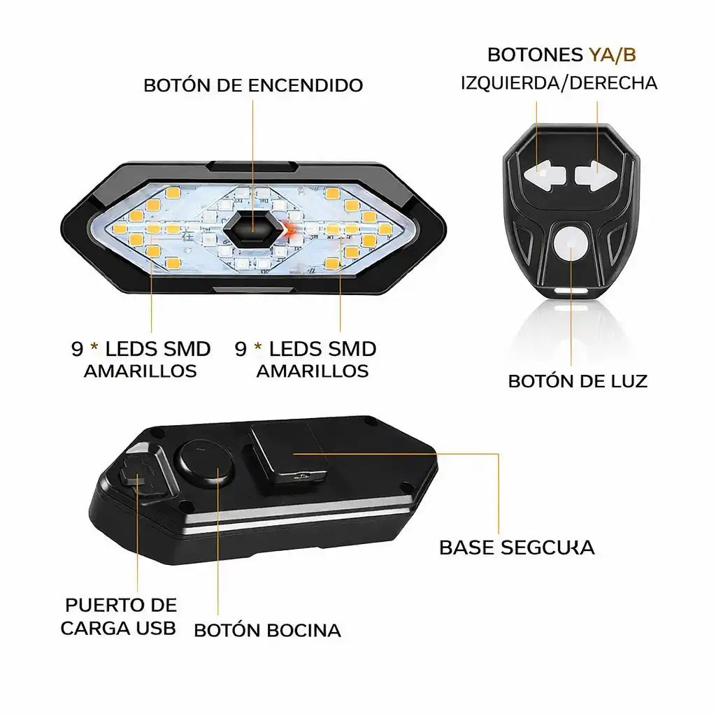 Turnix® Aumenta tu seguridad en bici hasta 10X Luces Led Direccionales para Bicicleta
