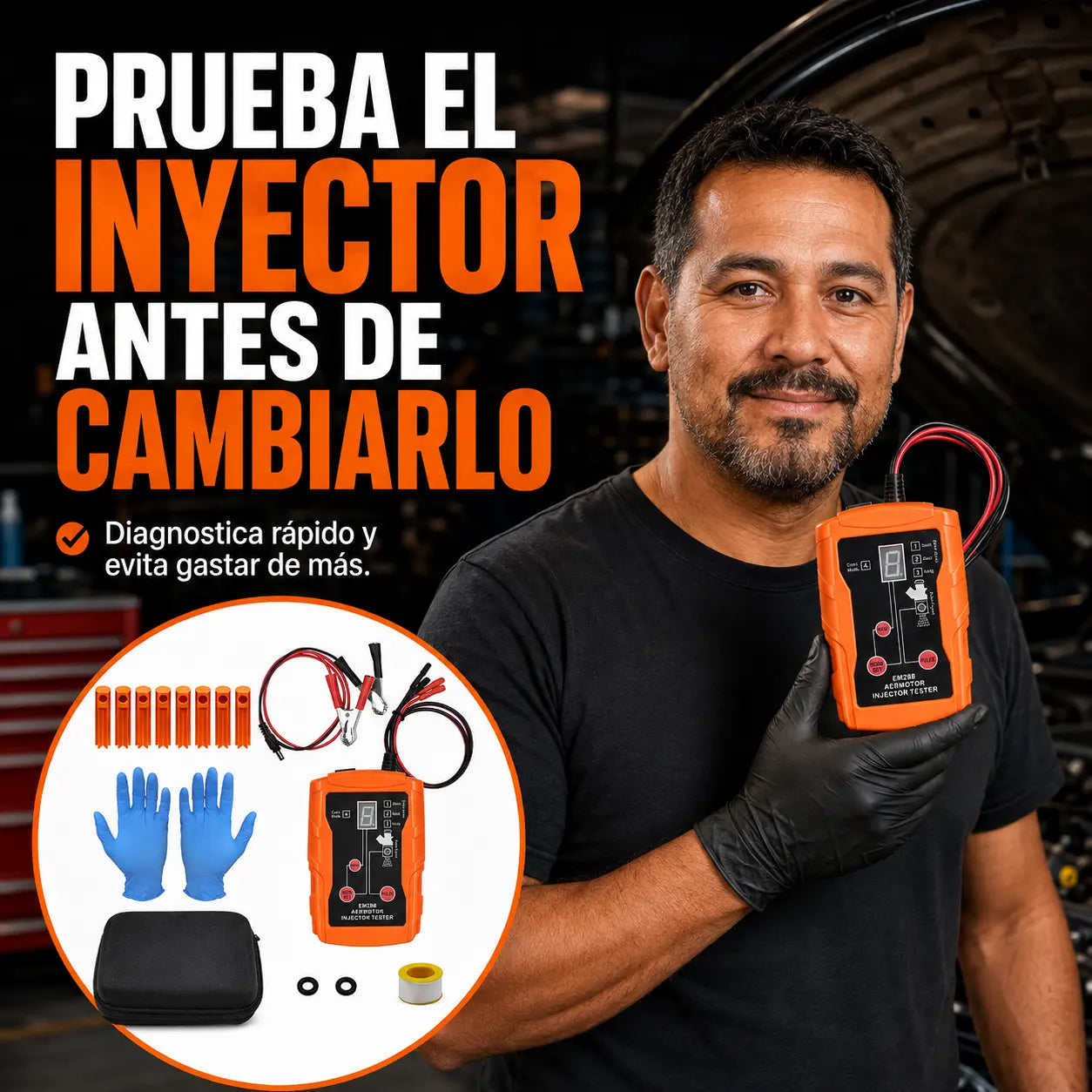 JetCheck® Probador universal de inyectores de combustible, herramienta de diagnóstico automotriz