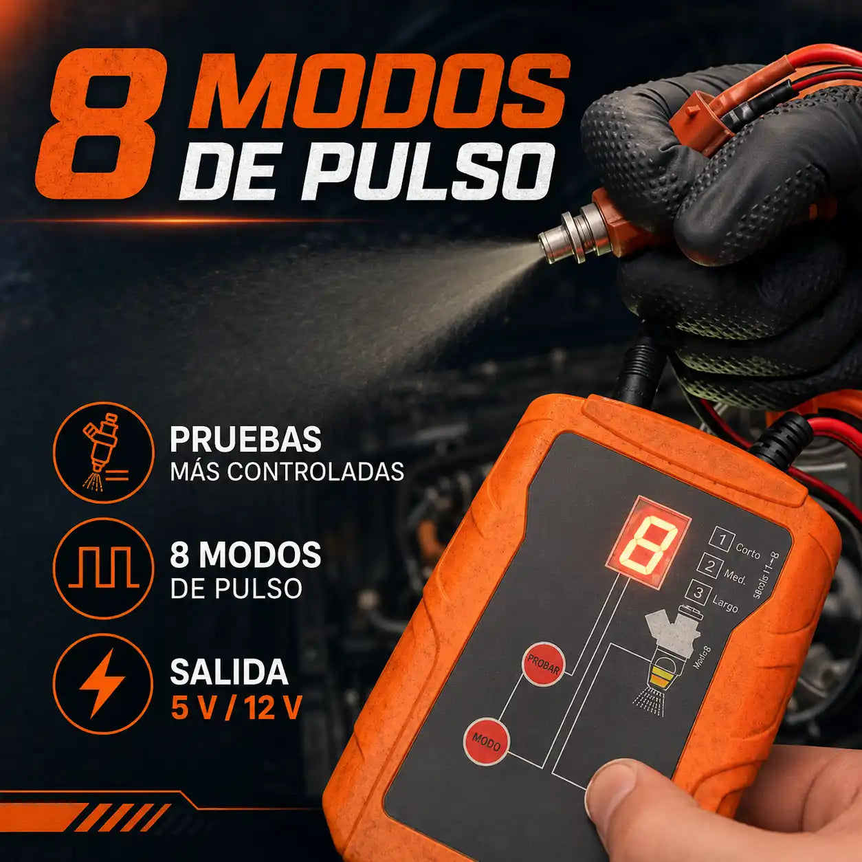 JetCheck® Probador universal de inyectores de combustible, herramienta de diagnóstico automotriz