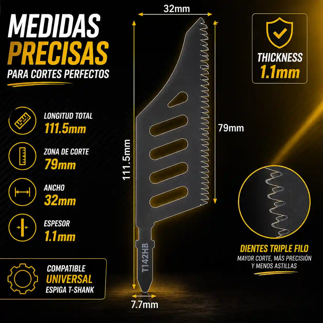 CORTE90® CUCHILLAS PARA SIERRAS CALADORAS DE 32MM DE ACERO UNIVERSAL