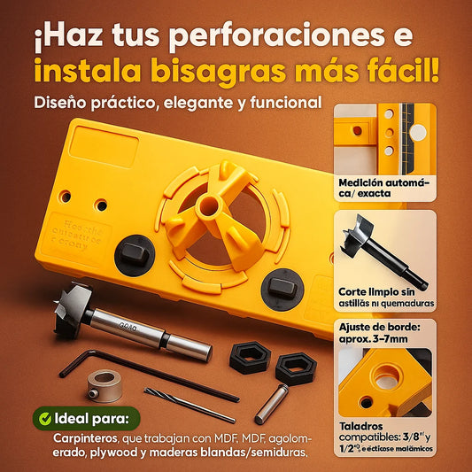 DRILLPRO® Plantilla de bisagra estilo copa oculta de 35MM para localizador de agujeros