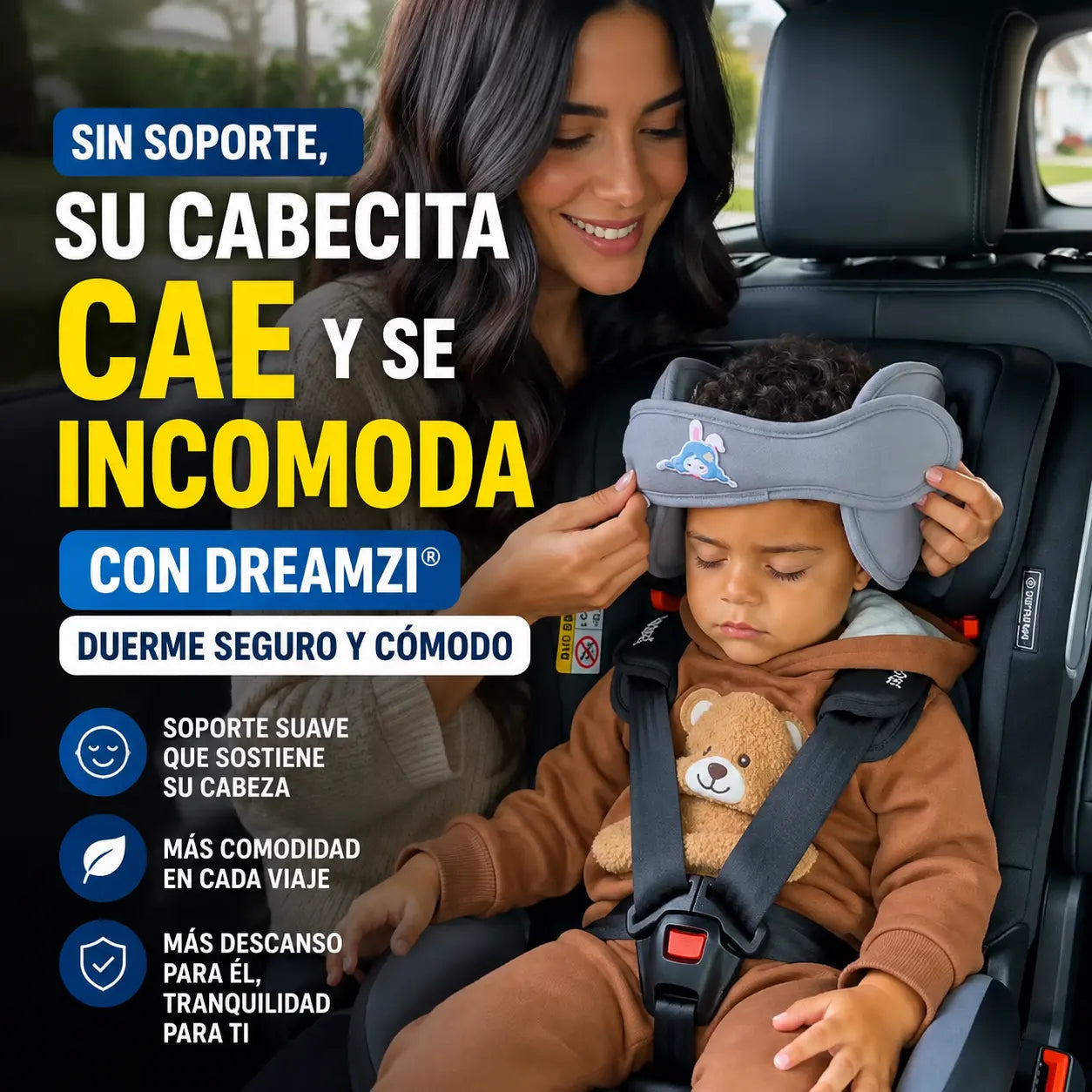 Dreamzi® Correa de soporte para la cabeza del asiento de coche infantil,