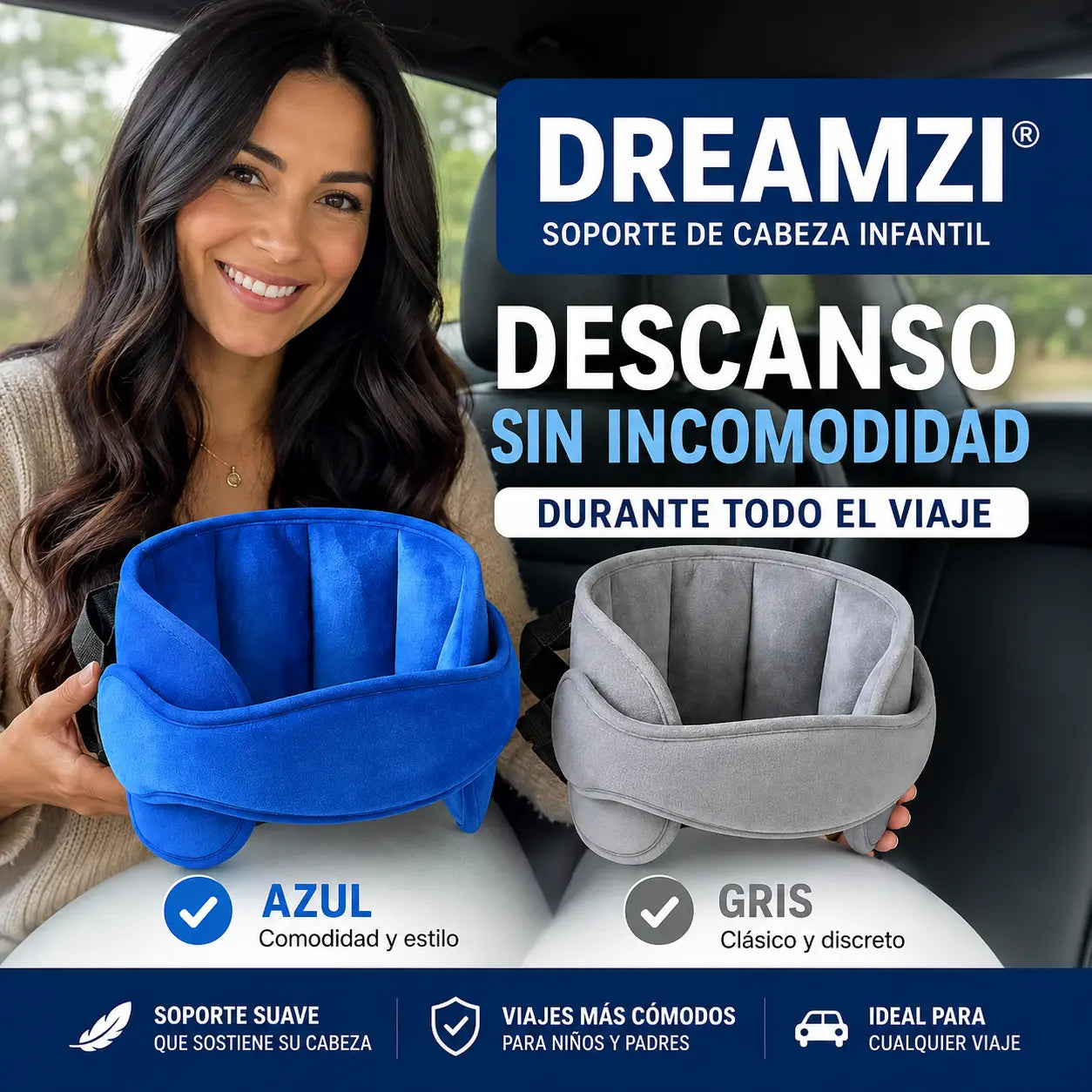 Dreamzi® Correa de soporte para la cabeza del asiento de coche infantil,