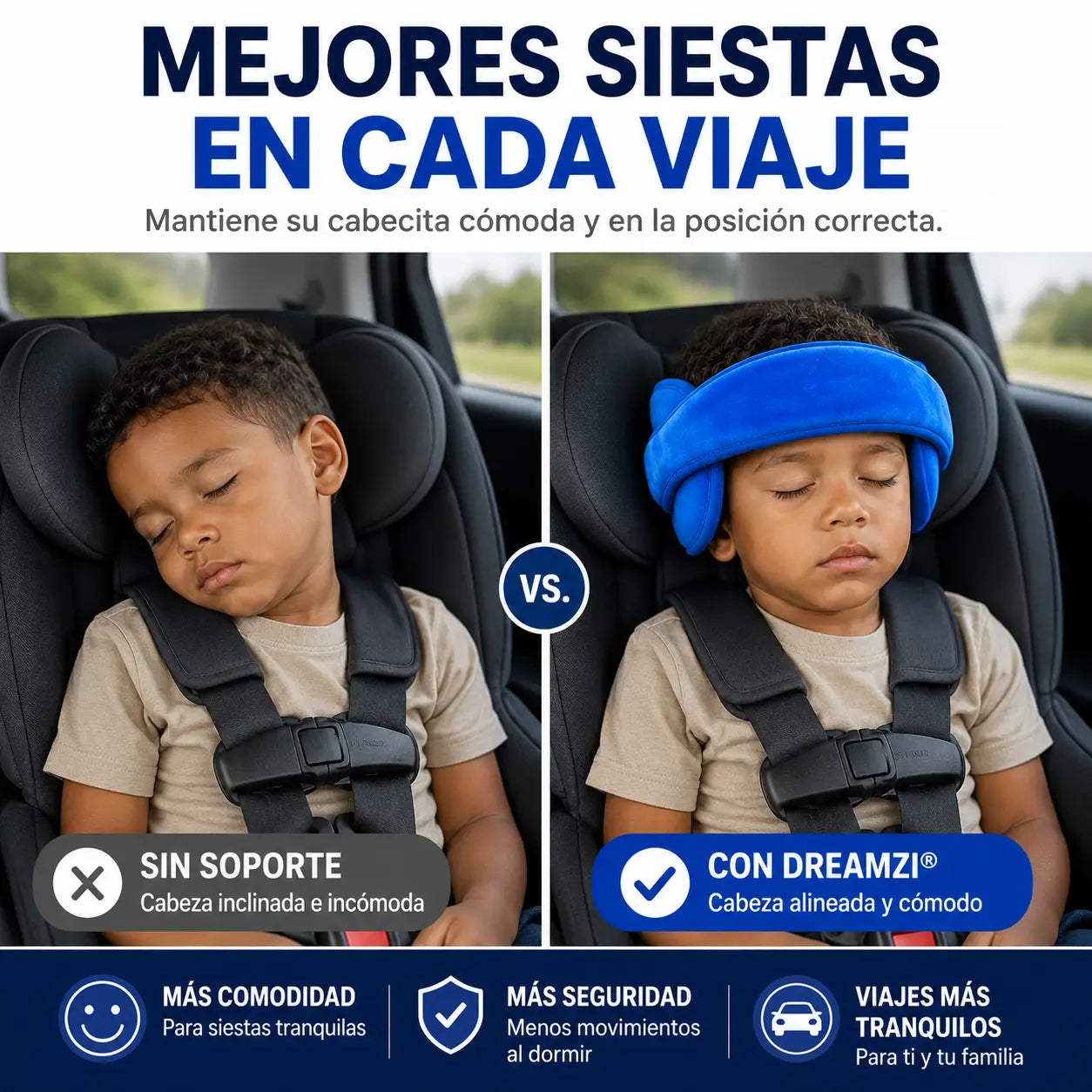 Dreamzi® Correa de soporte para la cabeza del asiento de coche infantil,
