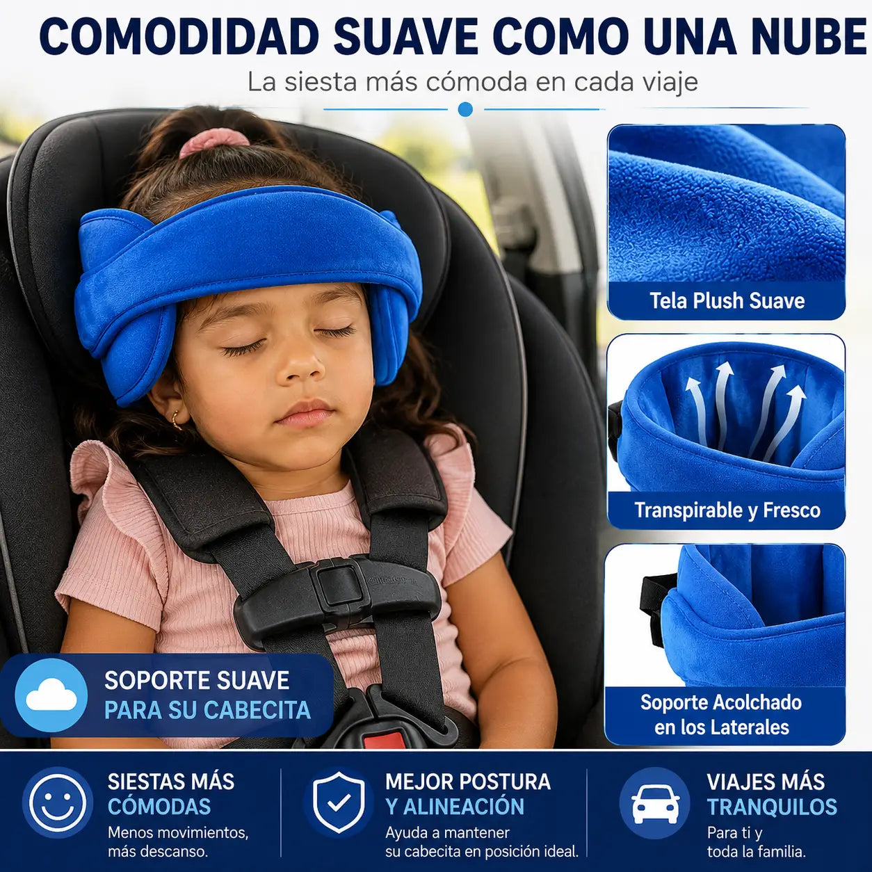 Dreamzi® Correa de soporte para la cabeza del asiento de coche infantil,