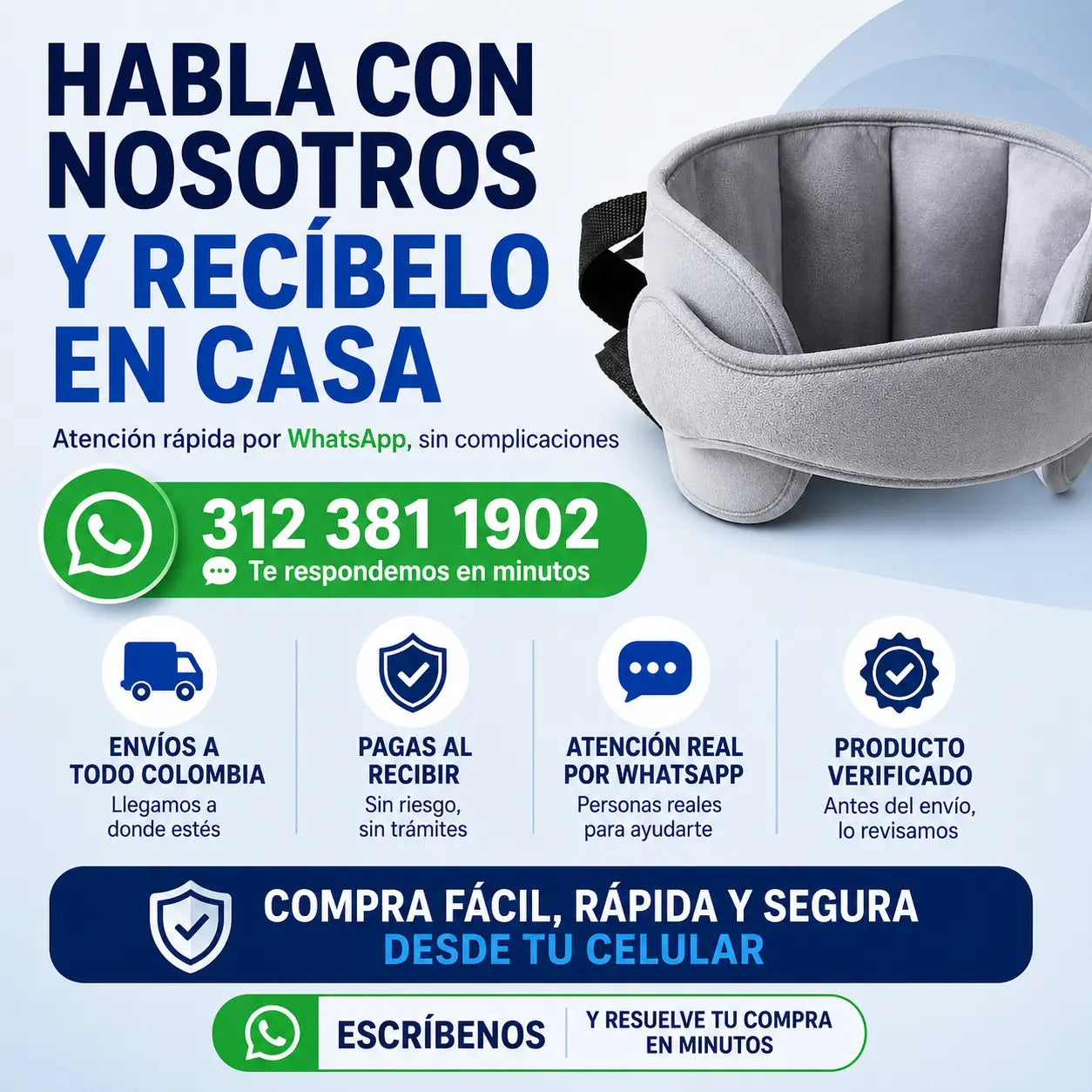 Dreamzi® Correa de soporte para la cabeza del asiento de coche infantil,