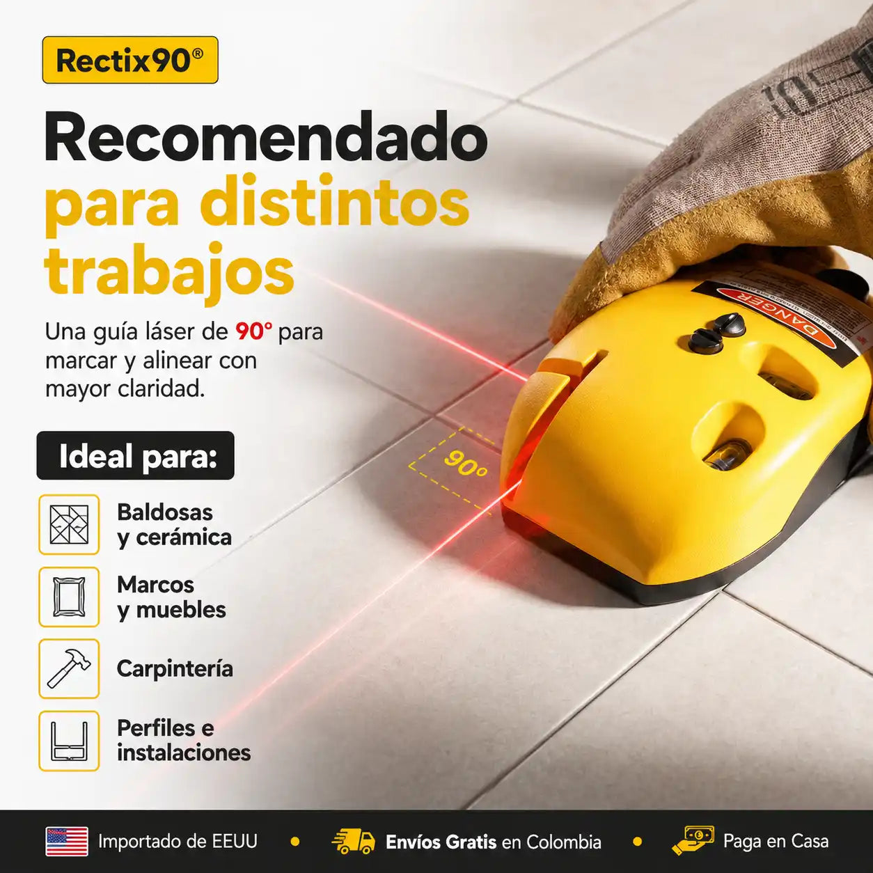 Rectix90® Escuadra láser portátil de 90°