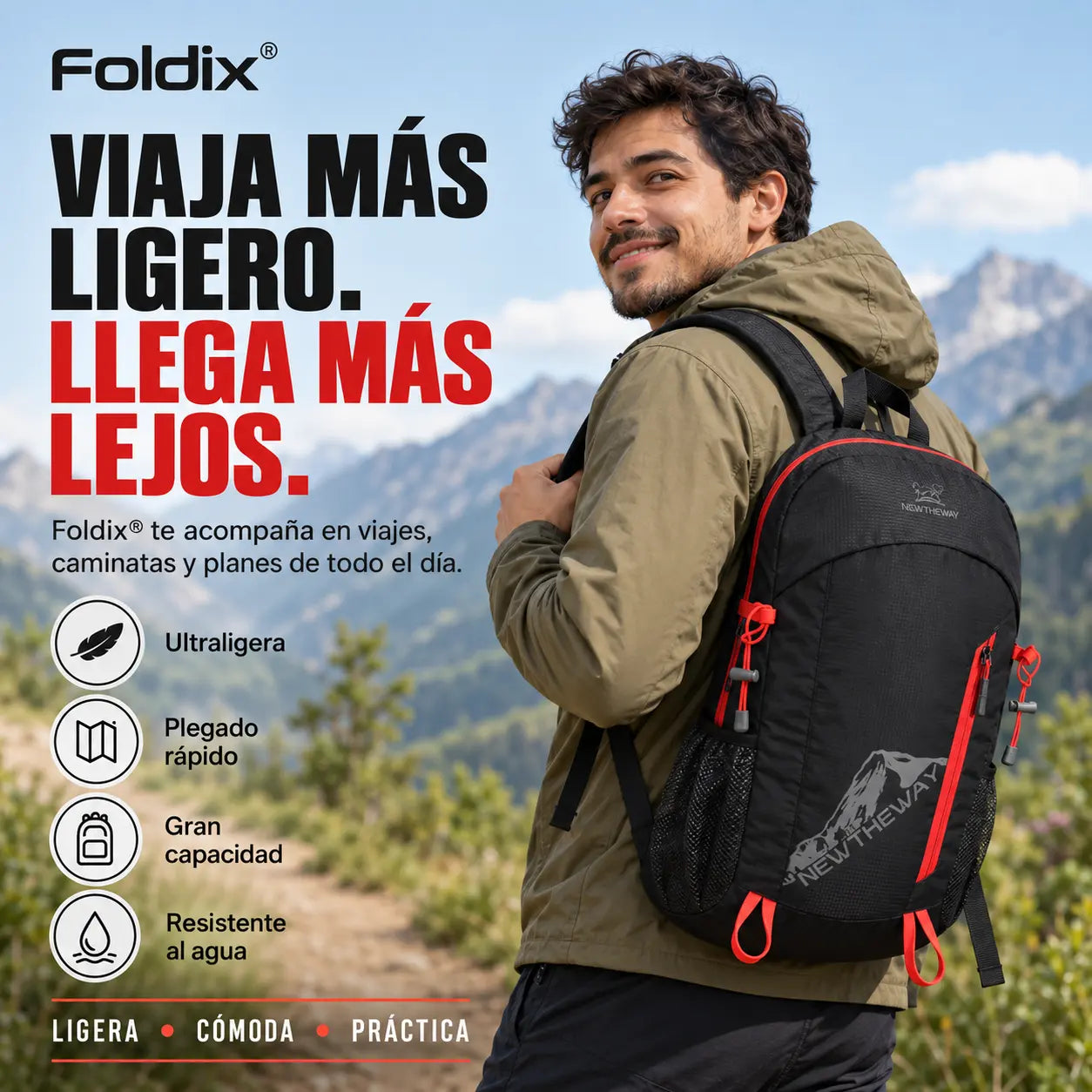 Foldix® | Mochila Plegable Impermeable para Viajes y Aventuras