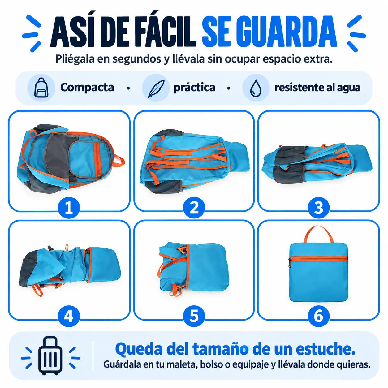 Foldix® | Mochila Plegable Impermeable para Viajes y Aventuras