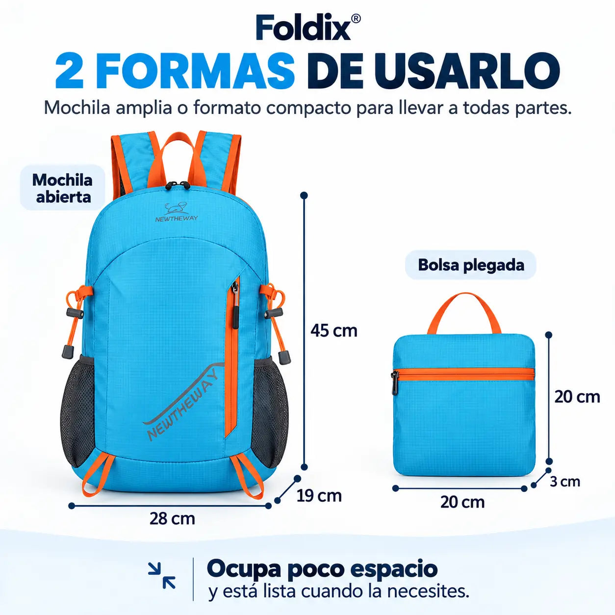 Foldix® | Mochila Plegable Impermeable para Viajes y Aventuras