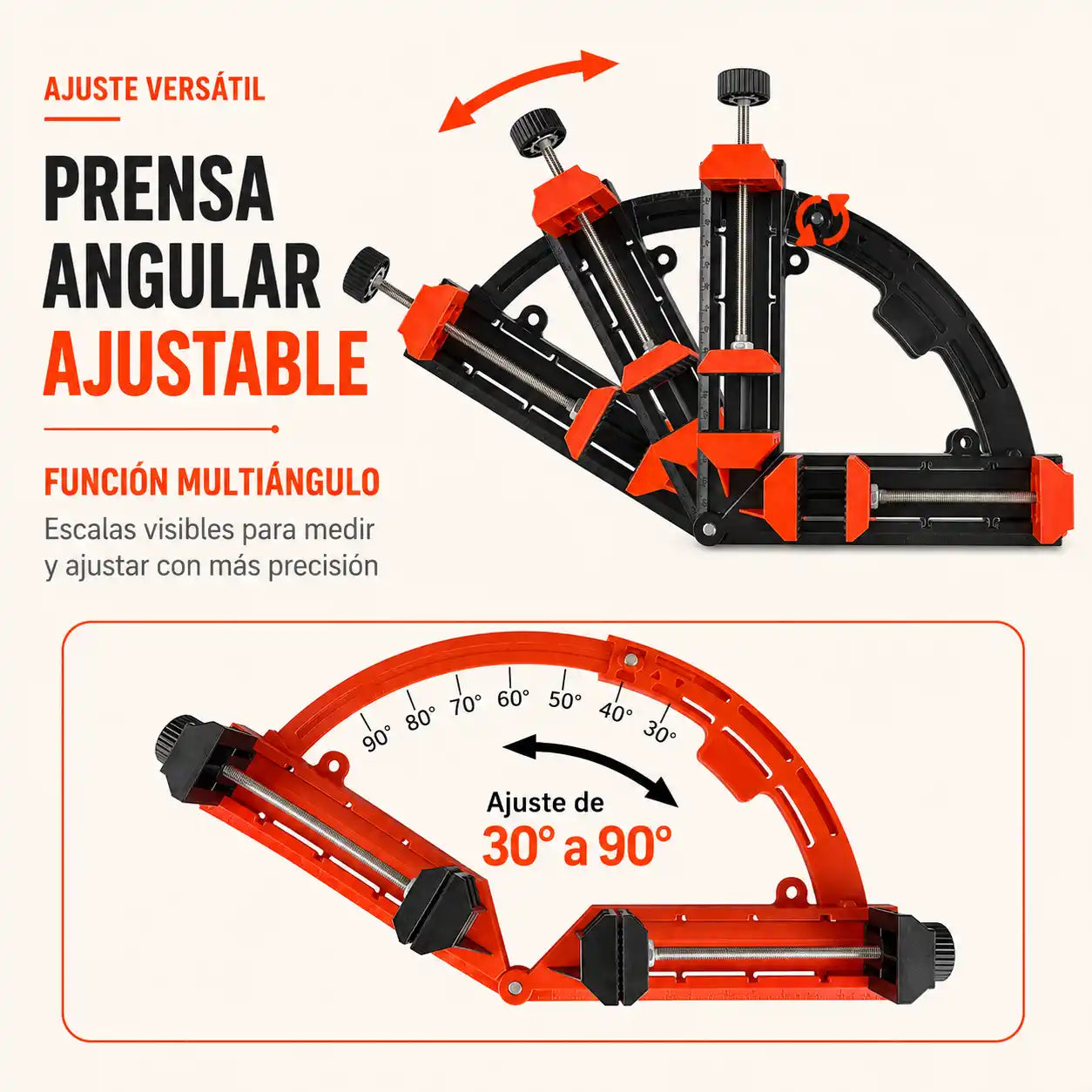 Ensamblix® Prensa Escuadra Ajustable Angular para Carpinteria
