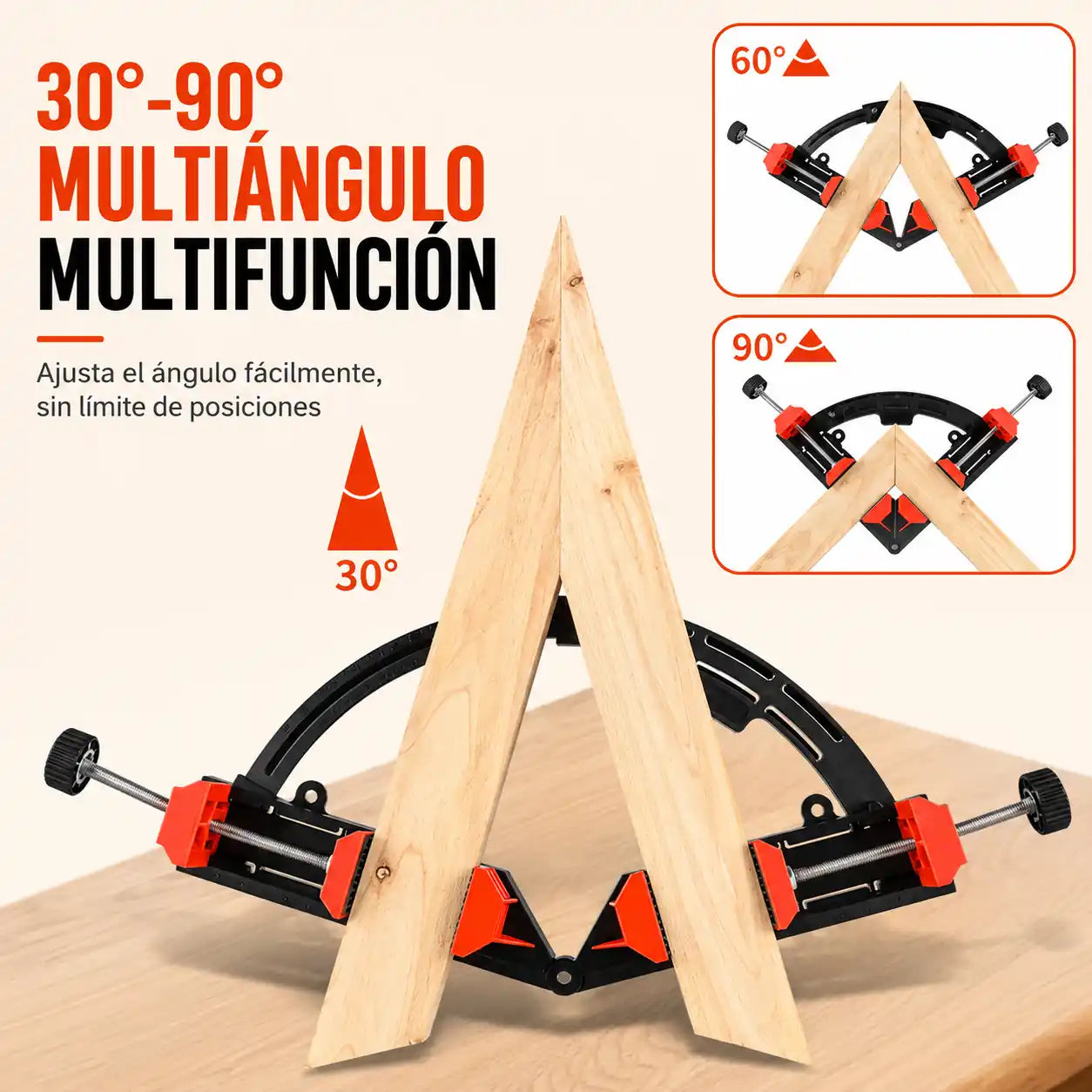 Ensamblix® Prensa Escuadra Ajustable Angular para Carpinteria