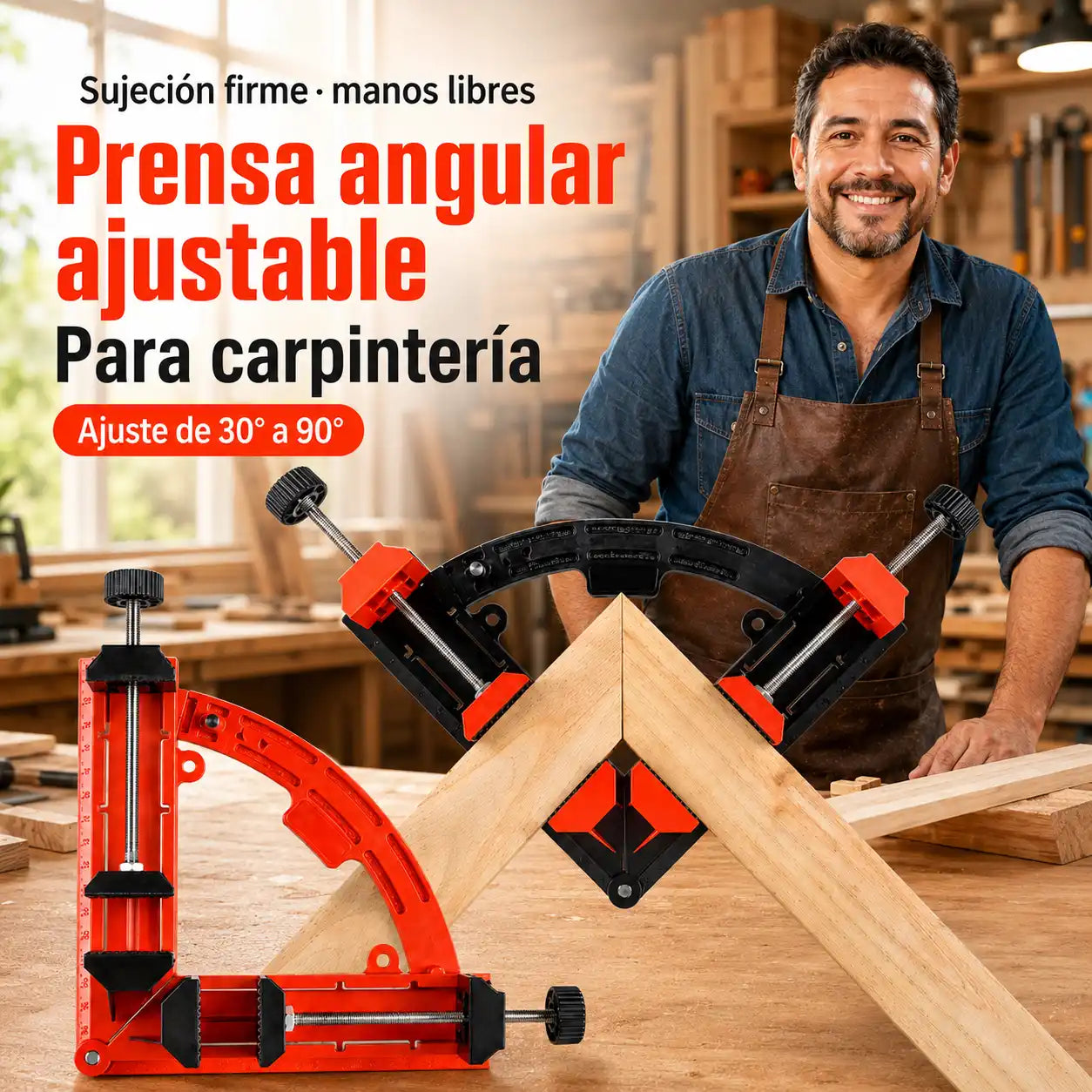 Ensamblix® Prensa Escuadra Ajustable Angular para Carpinteria