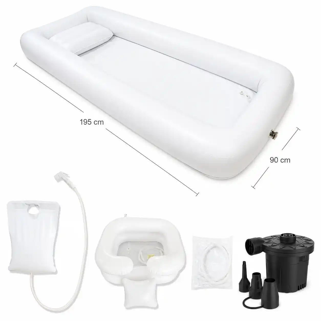 MediBath® Bañera de ducha inflable médica para baño en cama