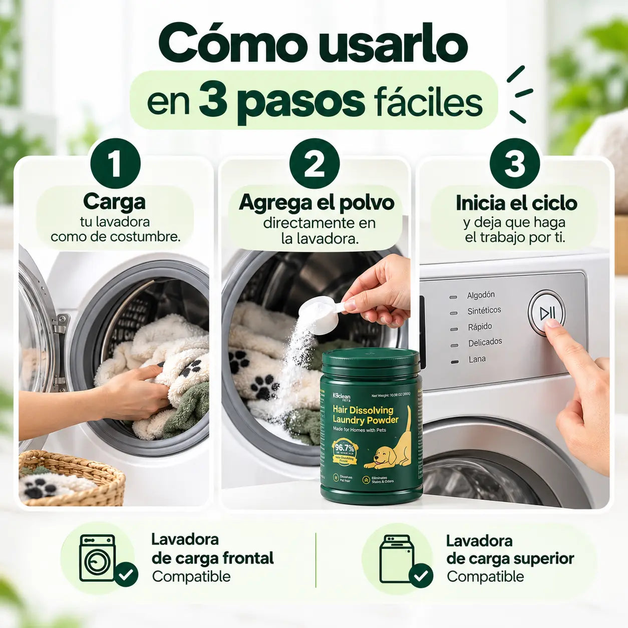 FURWASH® | Polvo Disolvedor de Pelo de Mascotas para Lavadora
