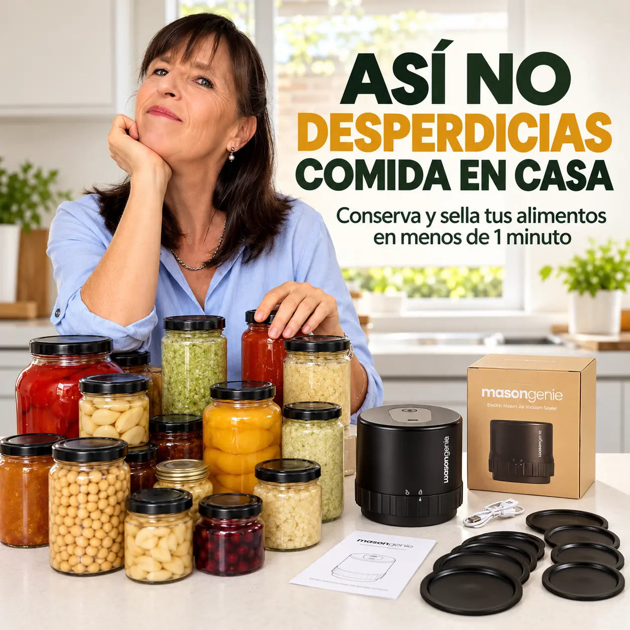 Mason Genie® | Kit de Sellado al Vacío para conservar alimentos