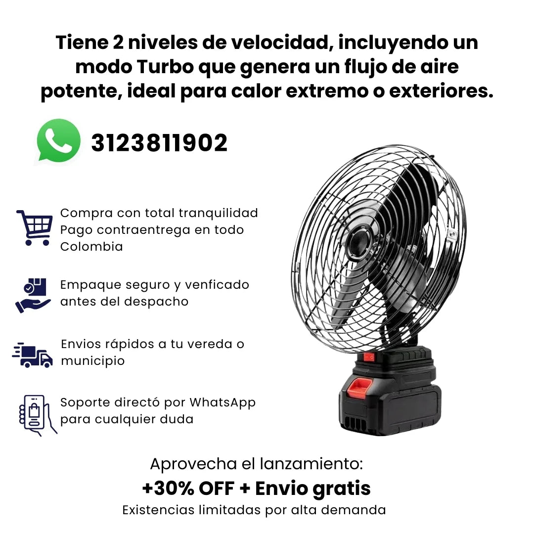 TurboAir® Ventilador Recargable a Batería 48V