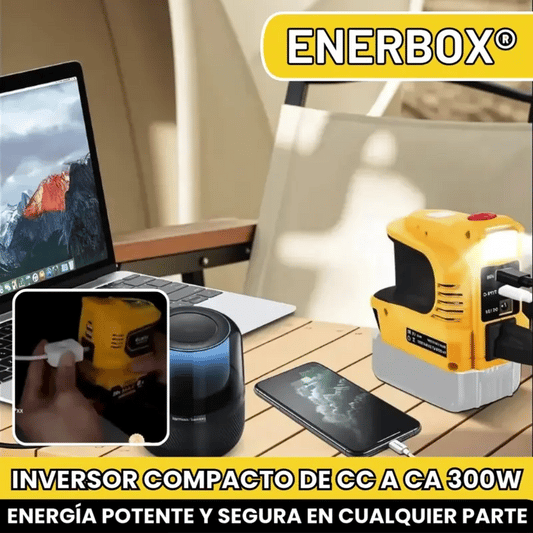 ENERBOX® IINVERSOR COMPACTO DE CC A CA: ADECUADO PARA AUTOS, AUTOCARAVANAS Y USO EN EXTERIORES