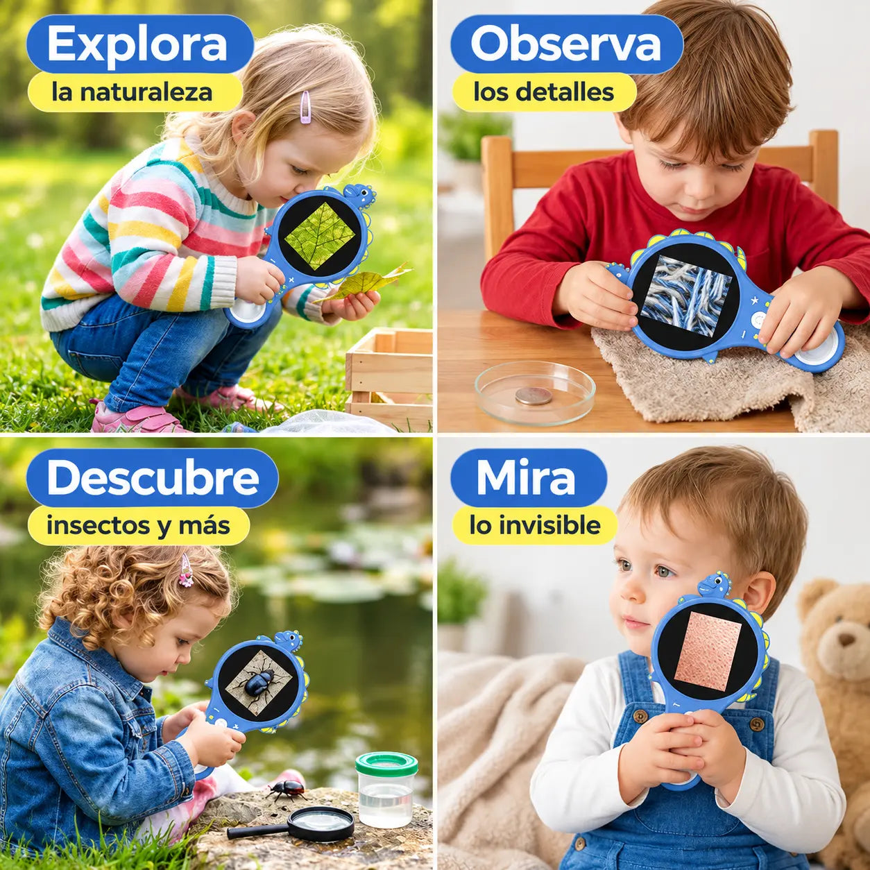 EXPLORIX® Microscopio de vídeo digital infantil con pantalla