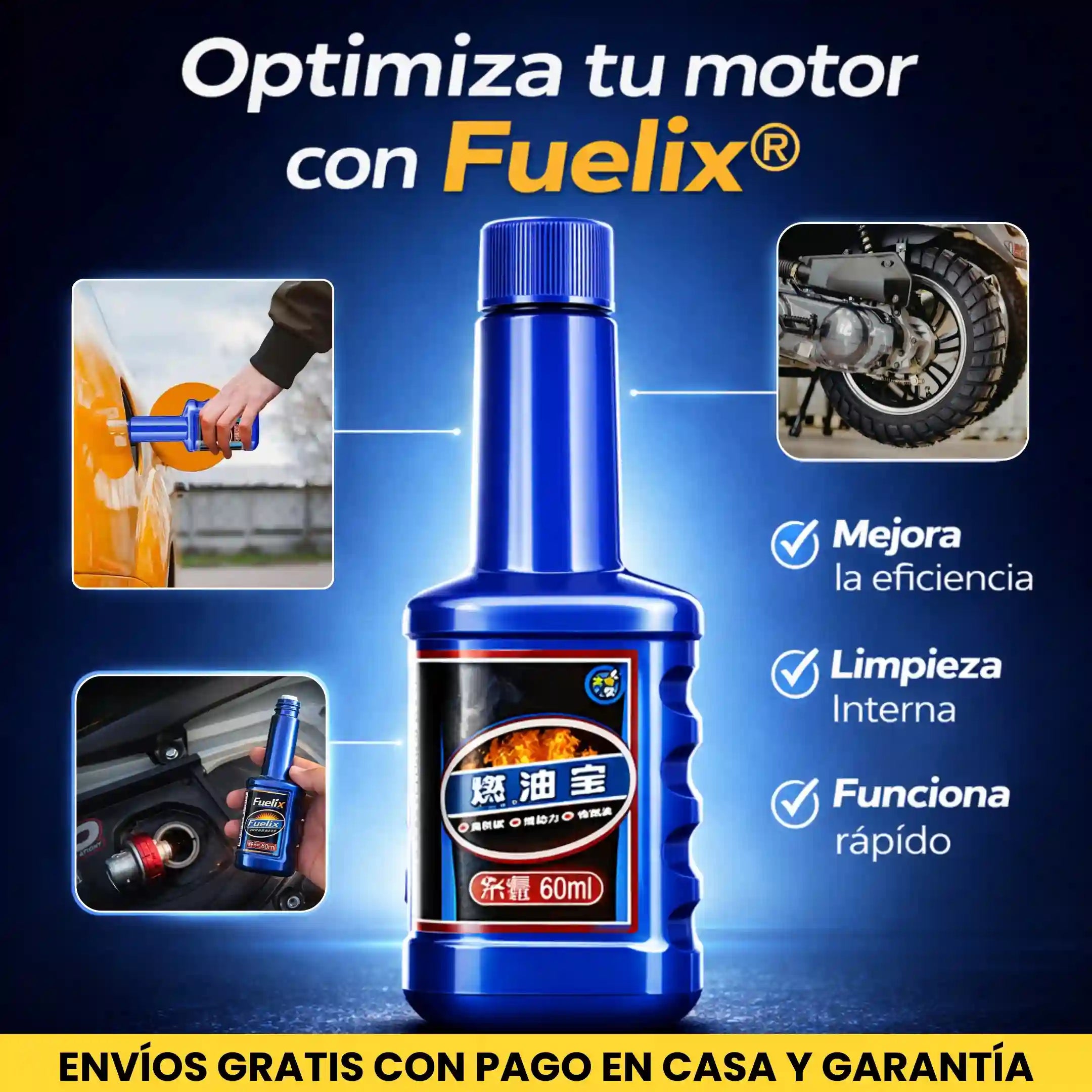 Fuelix® Tratamiento de gasolina Motos Aditivo Para Cámara de Combustible