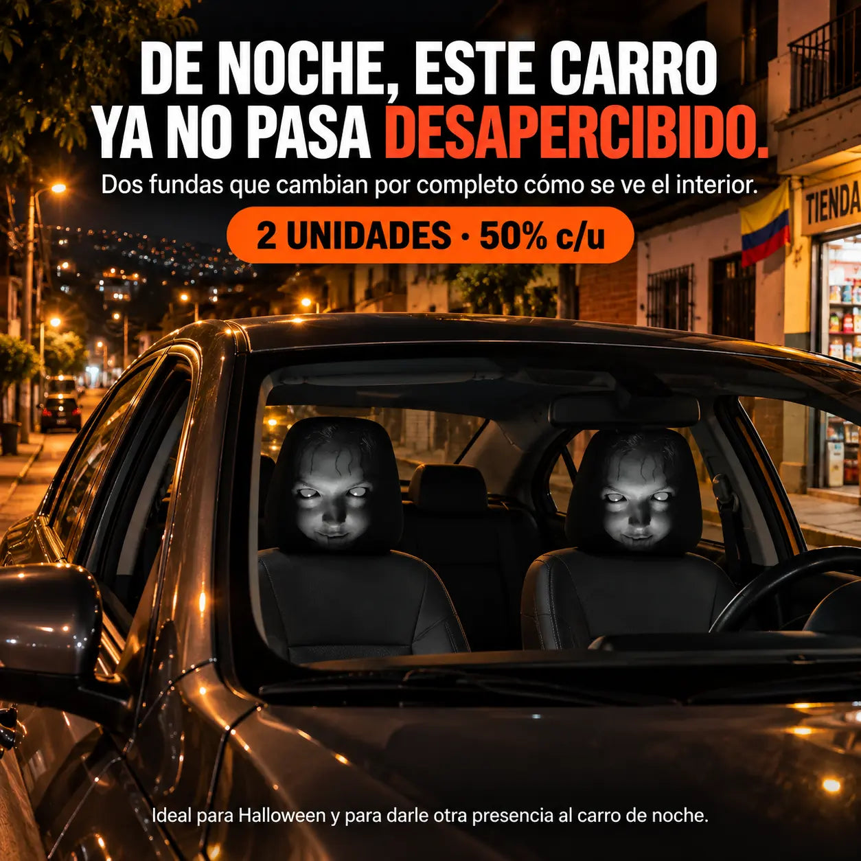 Halloboo® Fundas de Terror para Reposacabezas de carros en Halloween X2