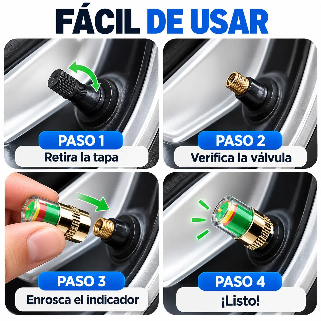 ROADIX® | Kit Monitor de presión de neumáticos + Protector Antideslizante de Volante