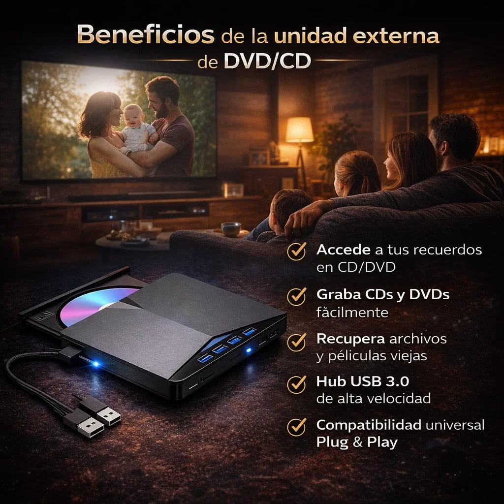 CDvD® Unidad de DVD externa 7 en 1 con interfaz USB 3.0 tipo C