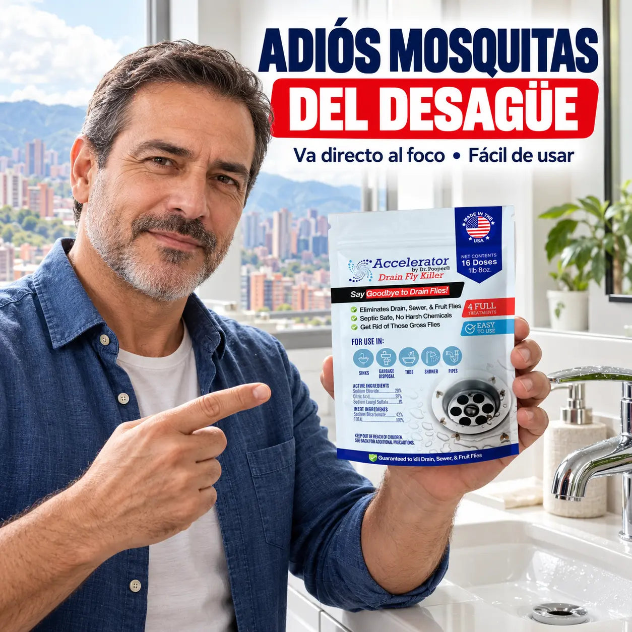 DRENEX® Polvo Exterminador para Moscas de Drenajes.