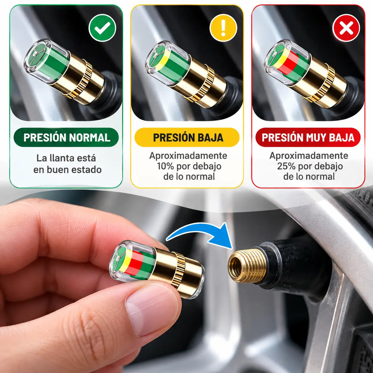 ROADIX® | Kit Monitor de presión de neumáticos + Protector Antideslizante de Volante