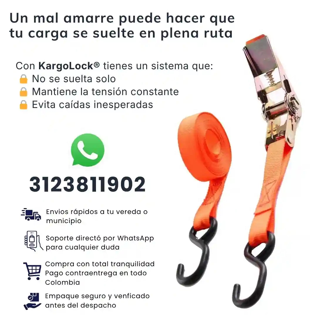 KargoLock® Correa Trinquete 5 Metros Amarre Carga Vehiculos