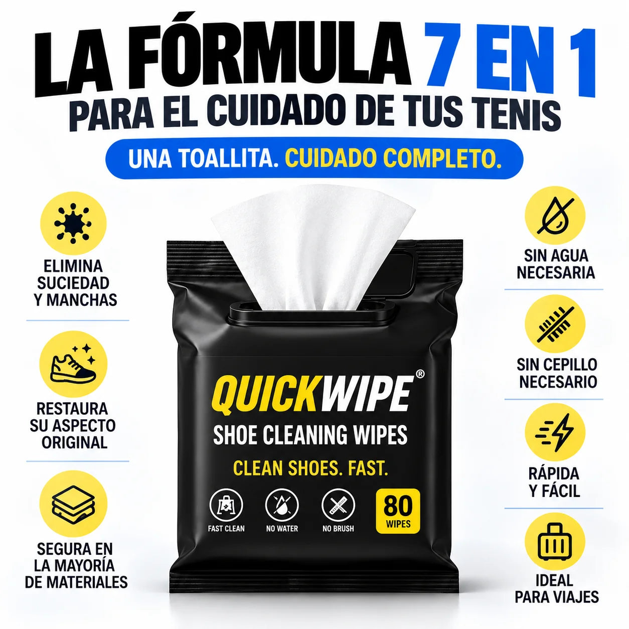 CleanShoes® Toallitas Limpiadoras para Tenis, Zapatos y Tacones