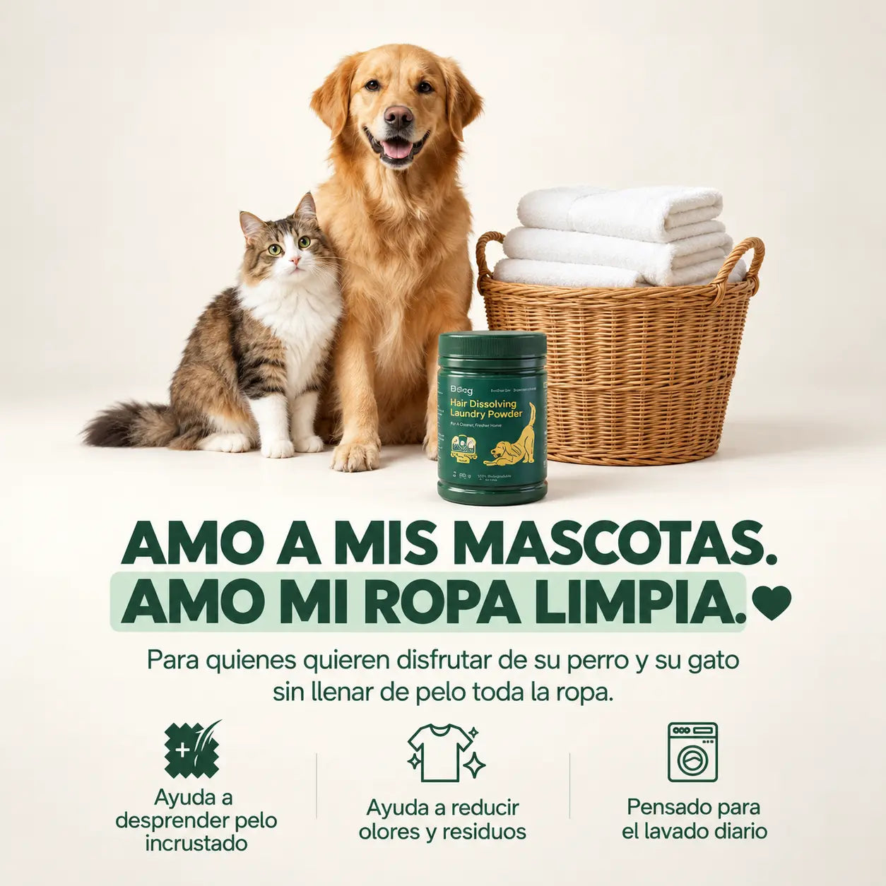 FURWASH® | Polvo Disolvedor de Pelo de Mascotas para Lavadora