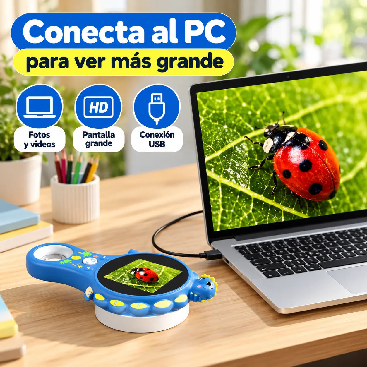 EXPLORIX® Microscopio de vídeo digital infantil con pantalla