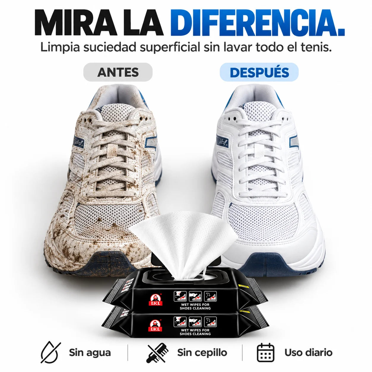CleanShoes® Toallitas Limpiadoras para Tenis, Zapatos y Tacones