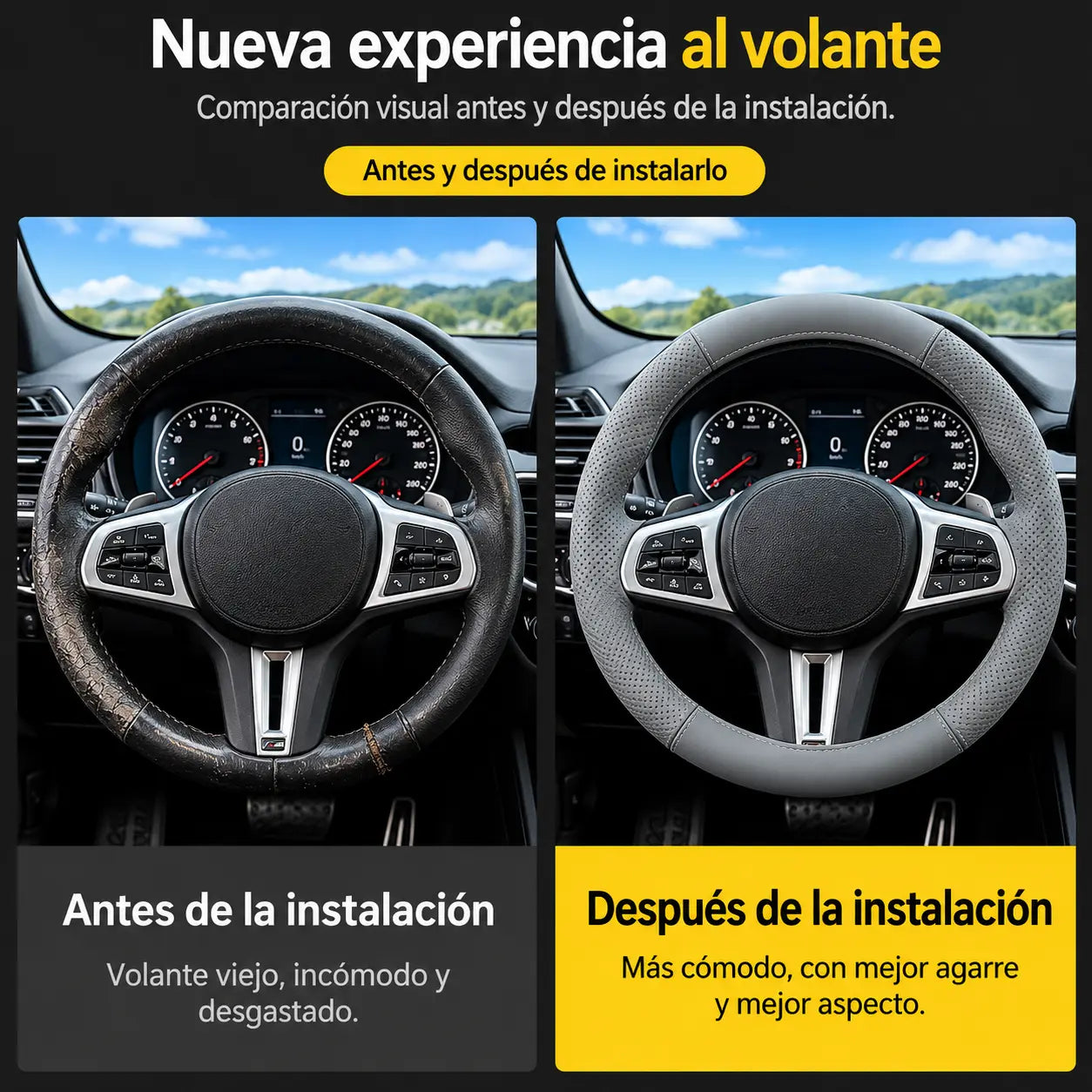 ROADIX® | Kit Monitor de presión de neumáticos + Protector Antideslizante de Volante