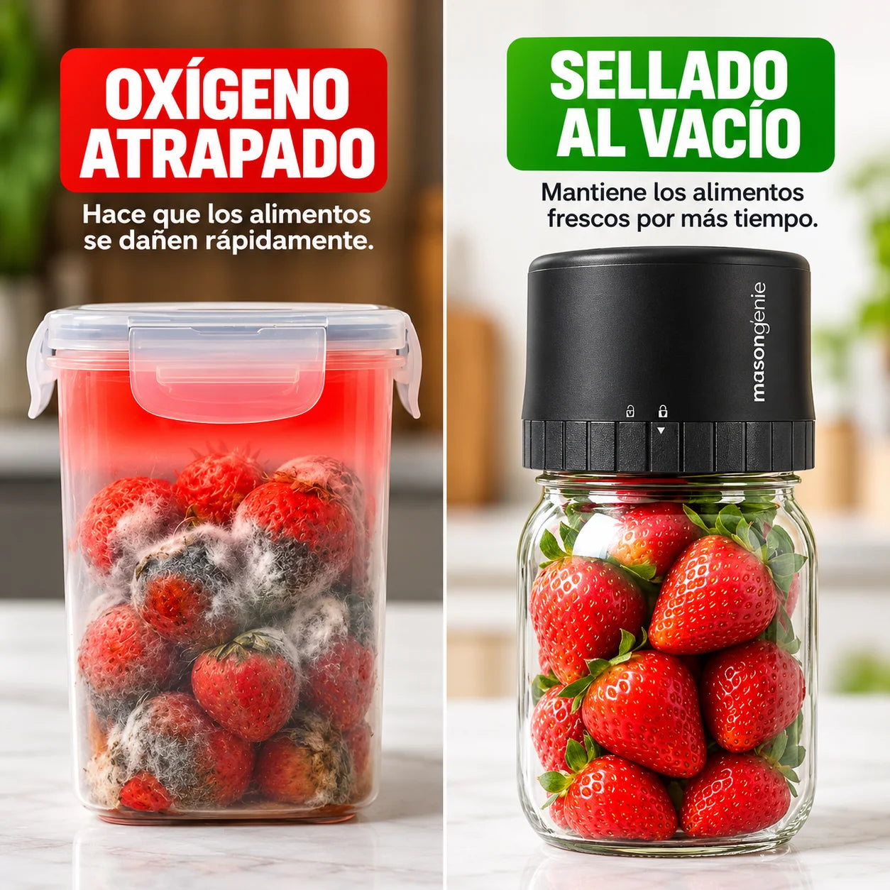Mason Genie® | Kit de Sellado al Vacío para conservar alimentos