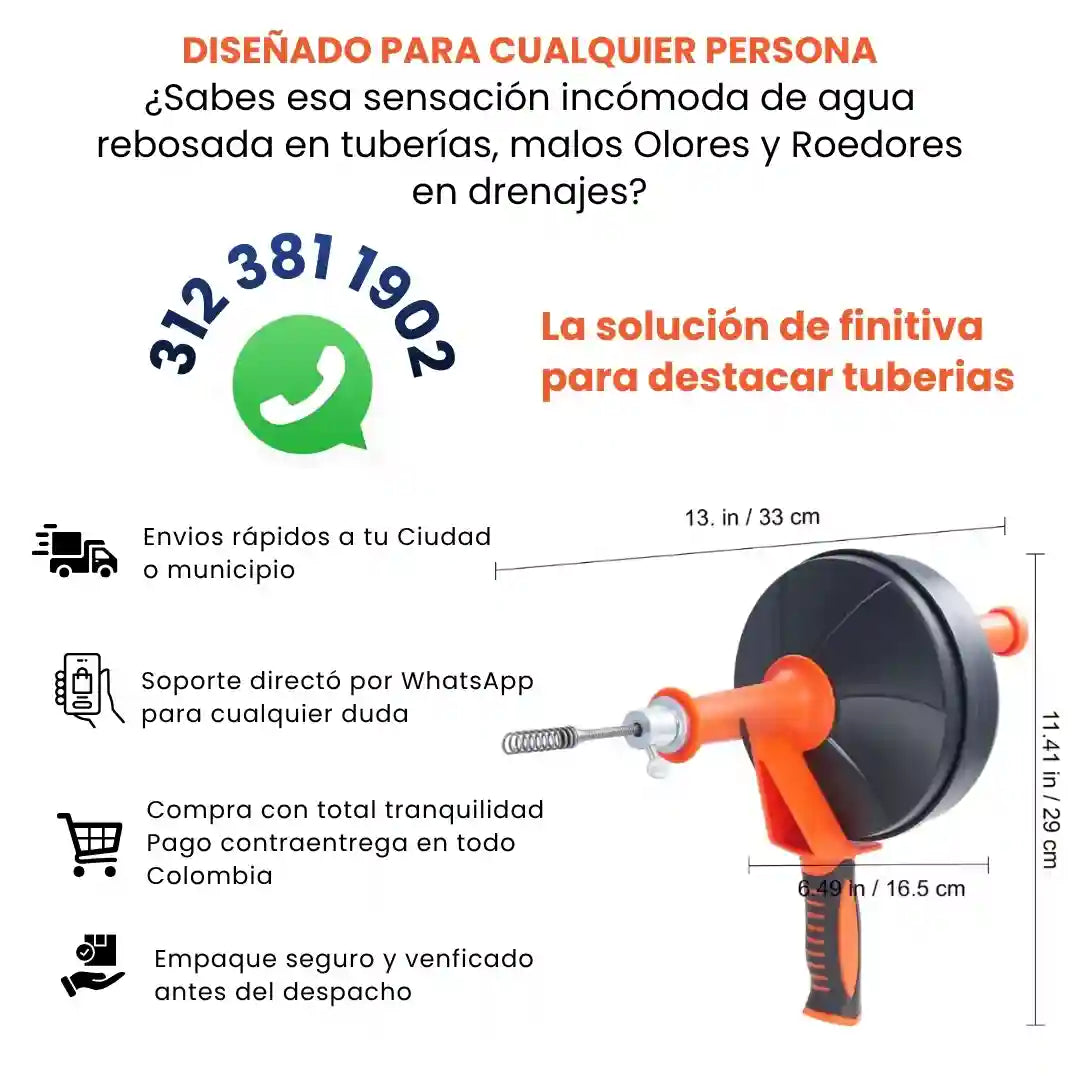 PluvDrill® Sonda Destapacanos De 7.6 Metros
