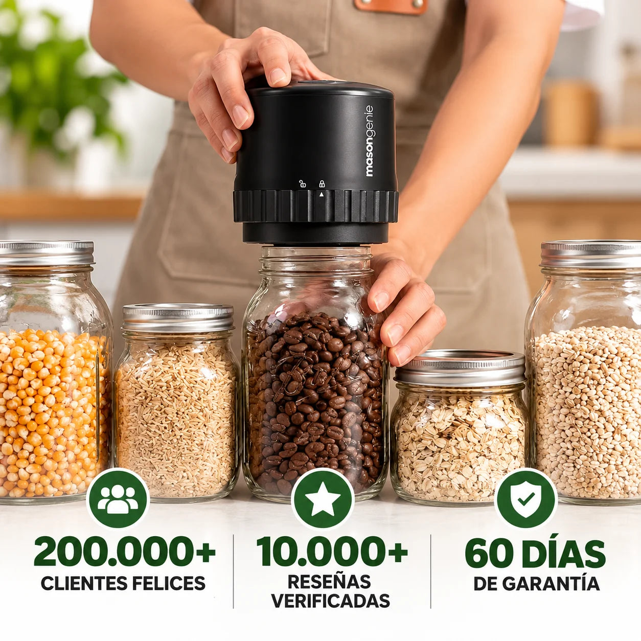 Mason Genie® | Kit de Sellado al Vacío para conservar alimentos