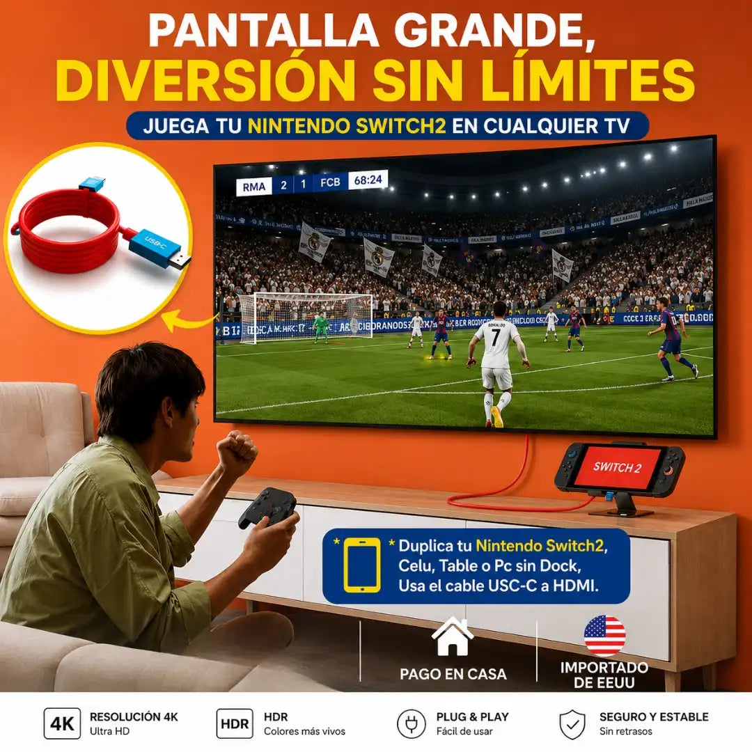 Dockix® Cable adaptador USB-C a HDMI para Switch, Celular y Pc