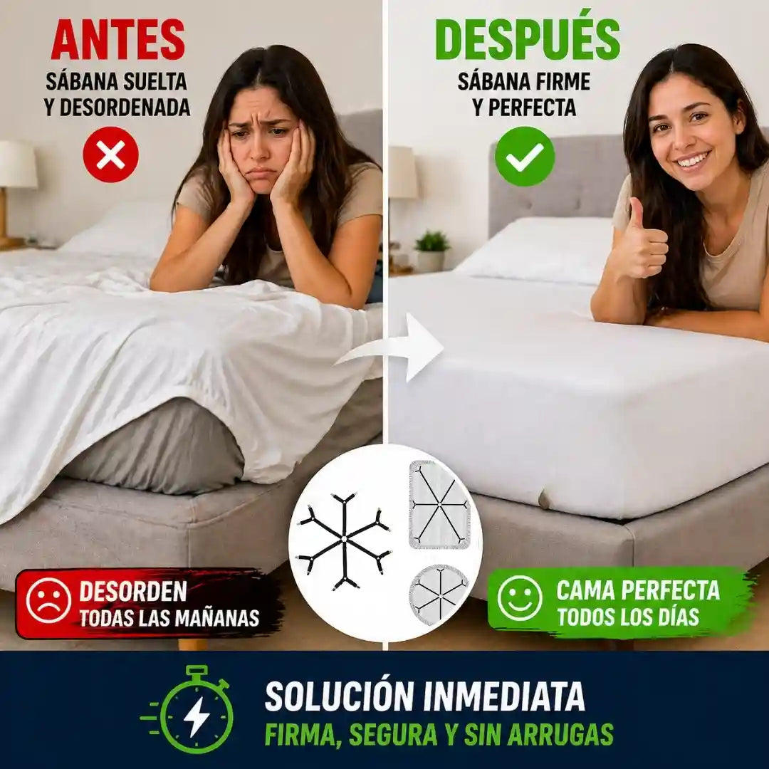 TENSABED® Sujetador Tensor Sabanas Cama 6 Lados