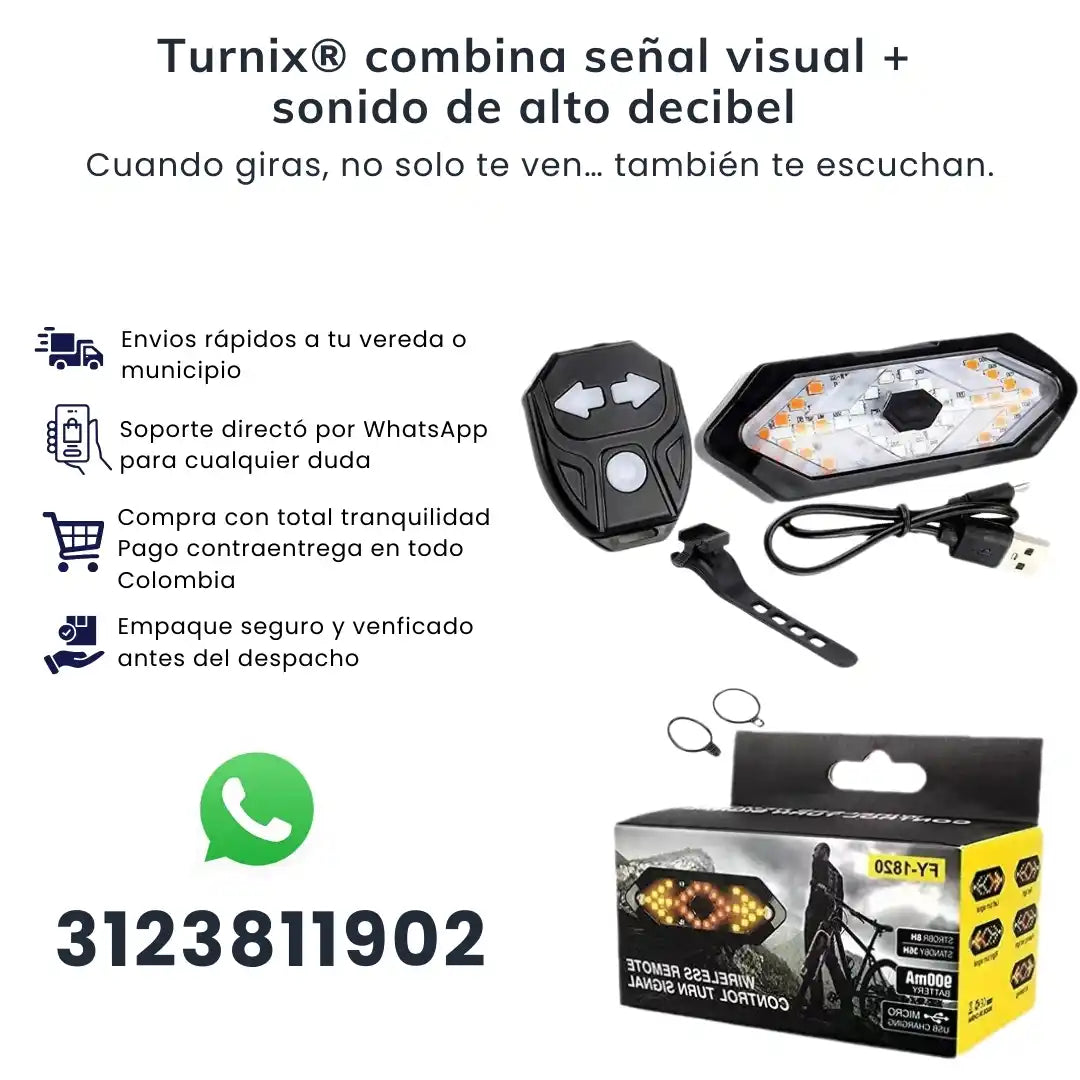 Turnix® Aumenta tu seguridad en bici hasta 10X Luces Led Direccionales para Bicicleta