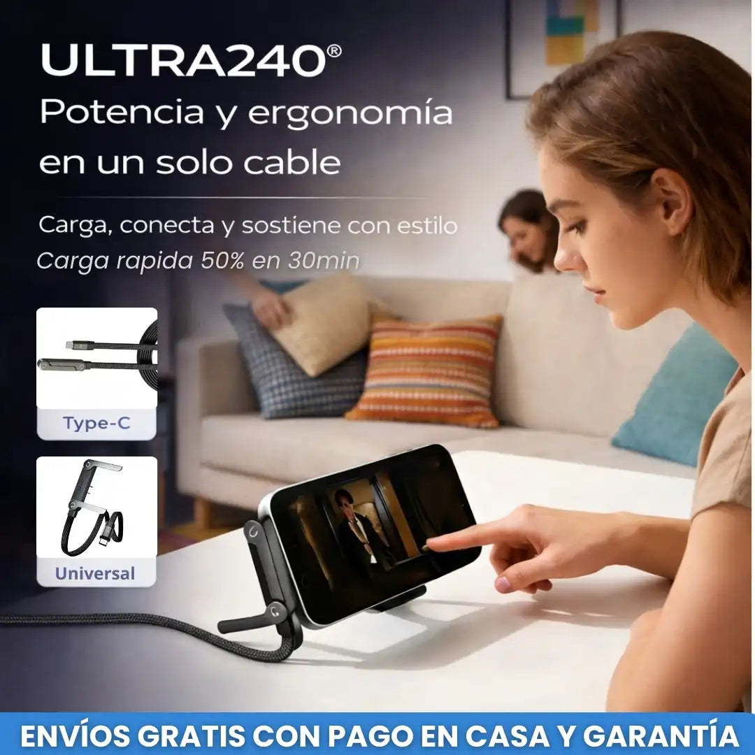 ULTRA240® Cable carga rápida de 240 W con soporte