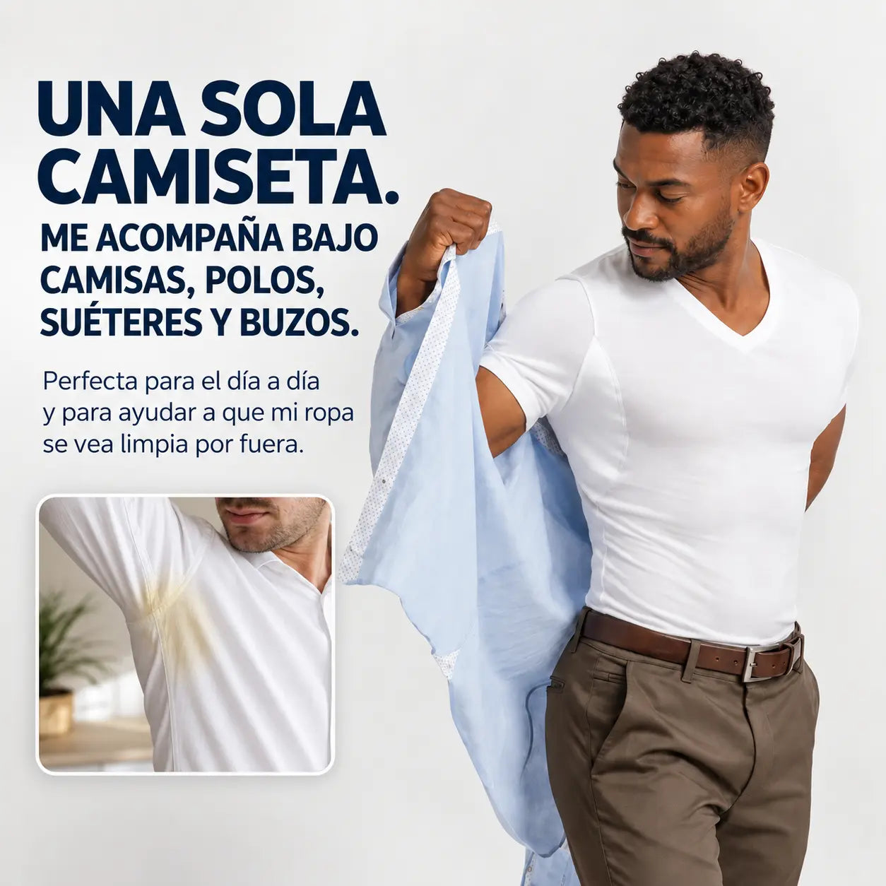 DRYVEX® Camiseta interior para hombre resistente al sudor - Cuello en V ajustado