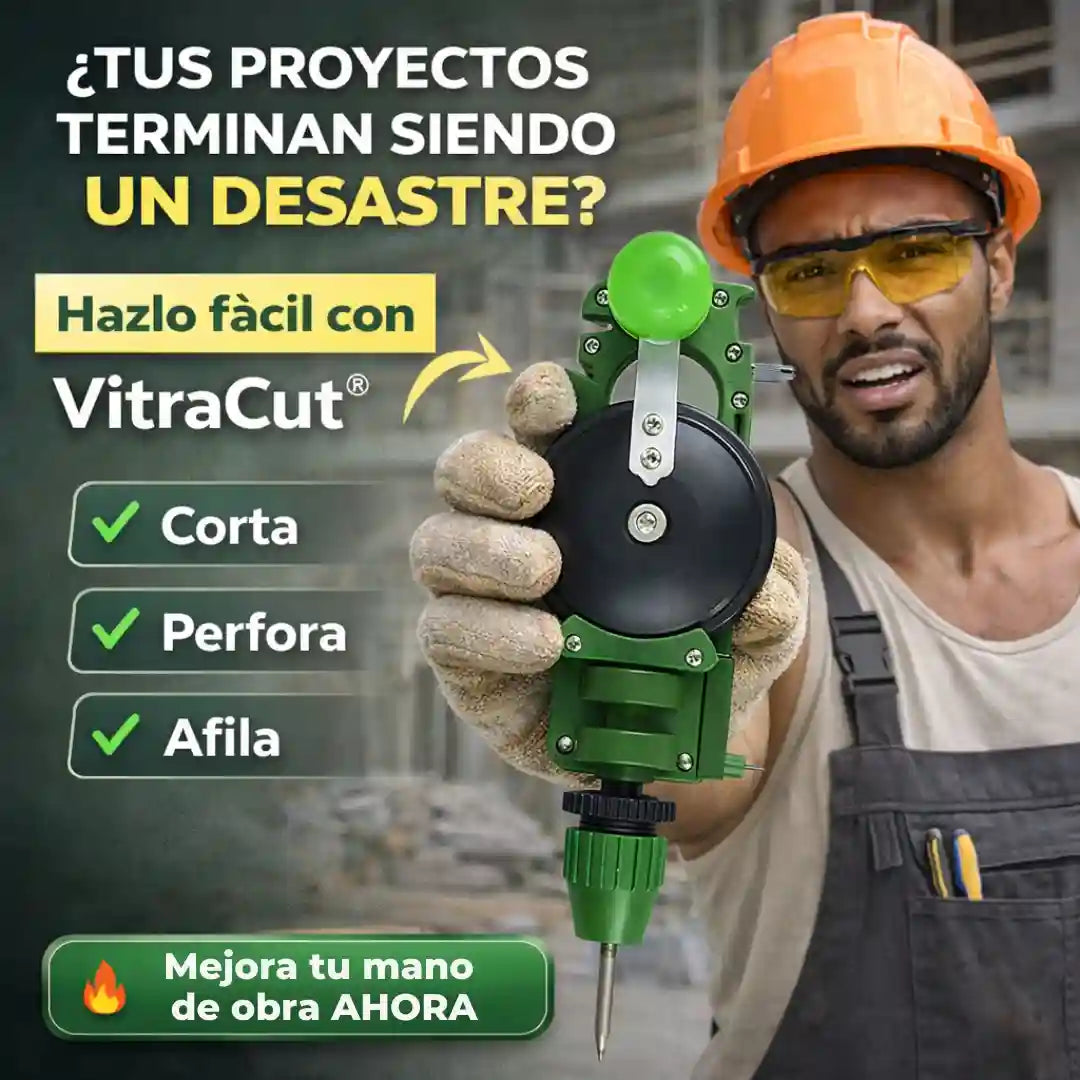 VitraCut® Cortador de vidrio multifuncional con taladro y afilador de cuchillos