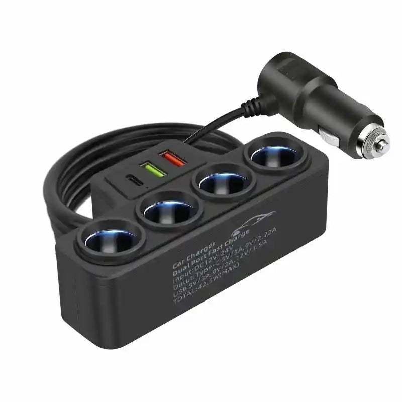 PowerHub® Adaptador Cargador Carro 120W / Carga rápida para hasta 7 dispositivos en A 12V/24V uto