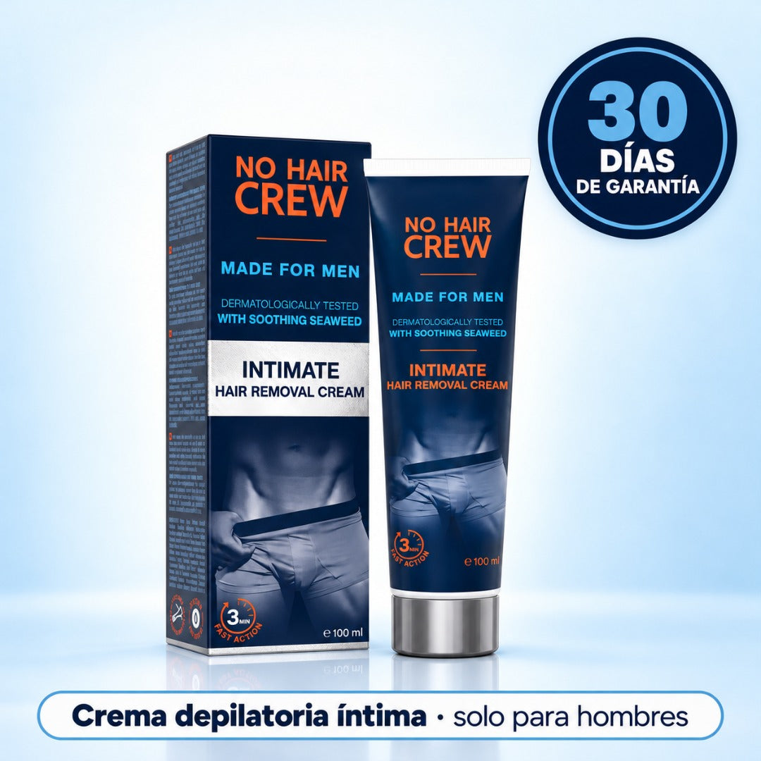 Caja y tubo NO HAIR CREW, crema depilatoria íntima solo para hombres, con 30 días de garantía