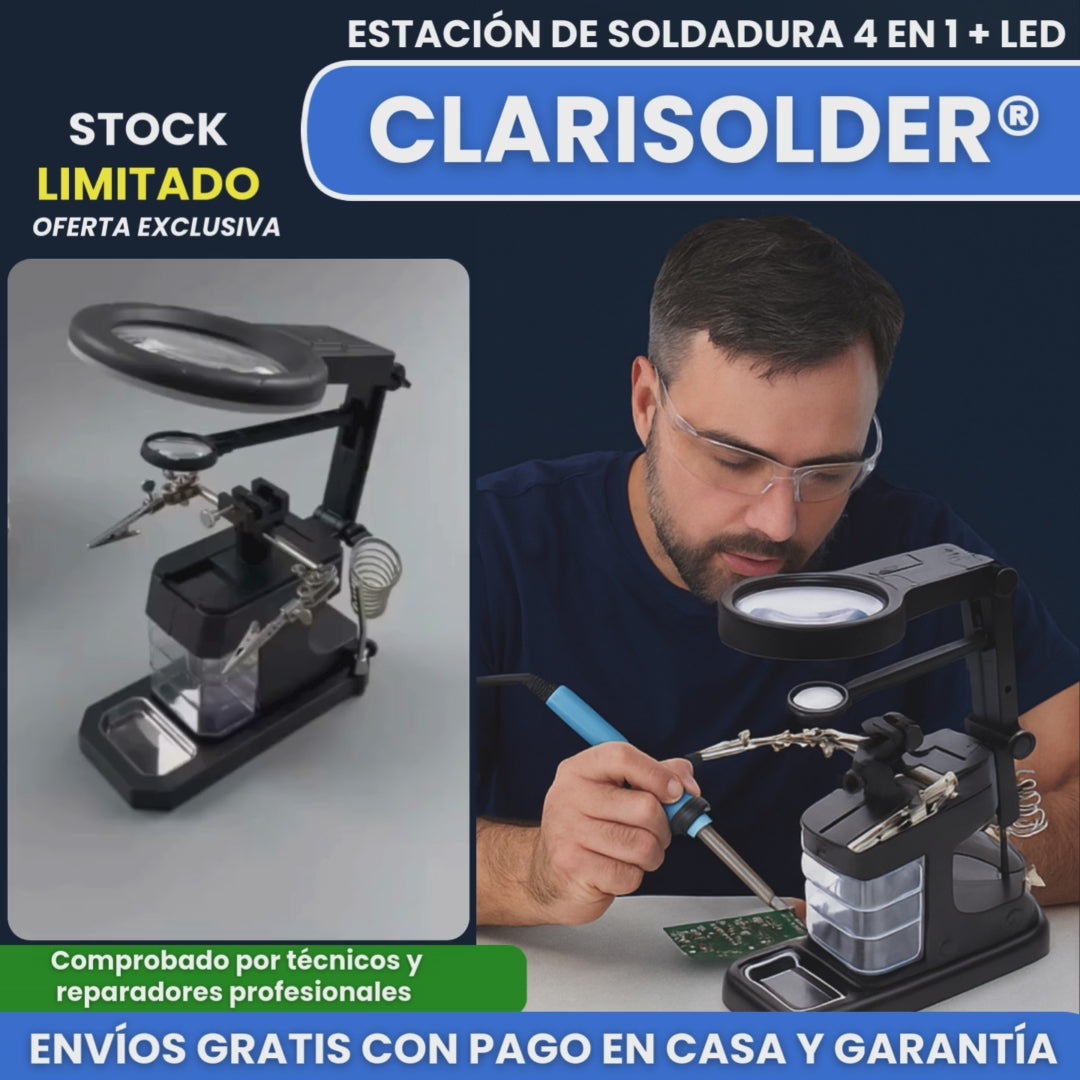 CLARISOLDER® Estación de Soldadura 4 en 1 con Lupa LED y Tercera Mano